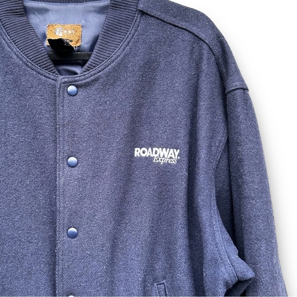 Vintage 90s ID Wear Roadway Triples Elite navy blue wool jacket - Picture 3 of 6